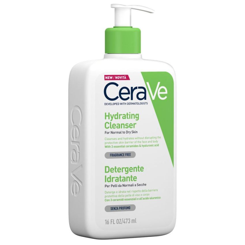 CeraVe Detergente Idratante Viso con Acido Ialuronico e Ceramidi, 473 ml