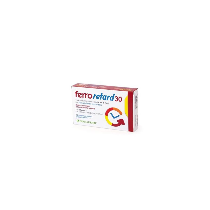 Ferro Retard - Supplemento di Ferro a Rilascio Prolungato, 30 Compresse