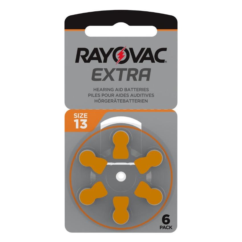 Batterie Rayovac Extra 13 per Amplificatori Acustici, Pacco da 6 Pezzi