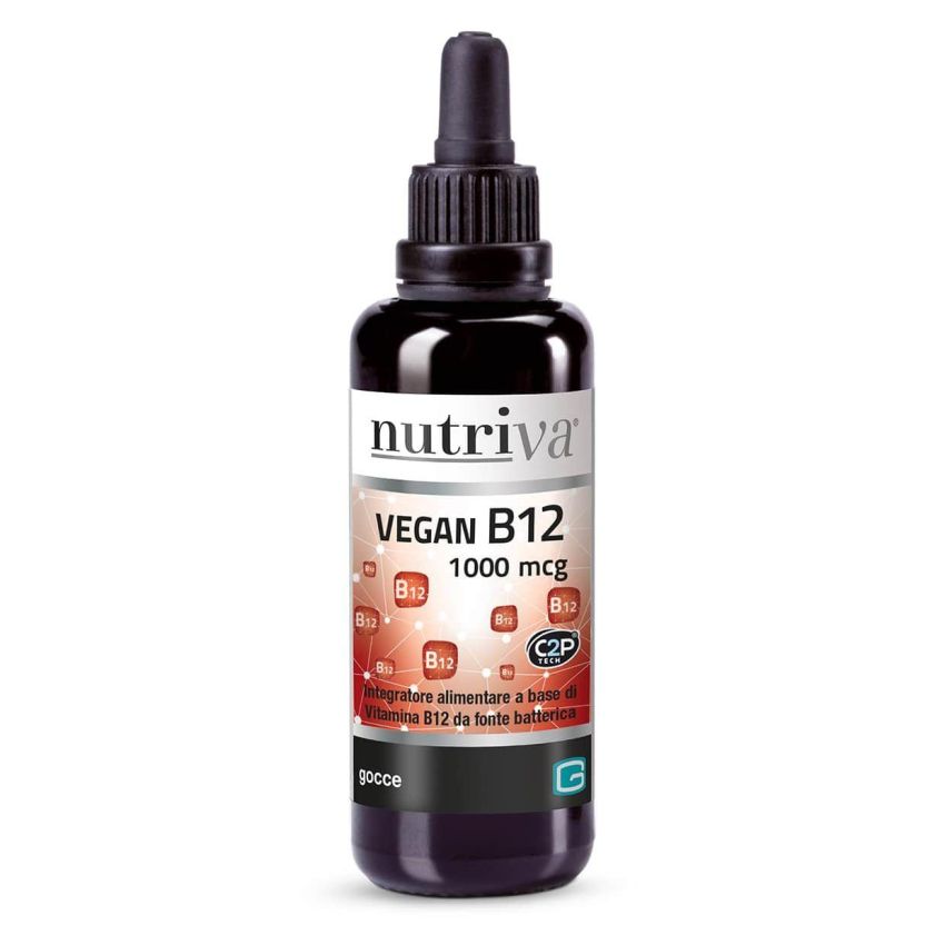 Liquido Vegan B12 di Nutriva - 1000mcg, Flacone da 30ml