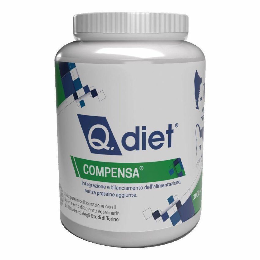 Q Diet Compensa: Complemento Alimentare Minerale in Polvere per Cani e Gatti - 1000g