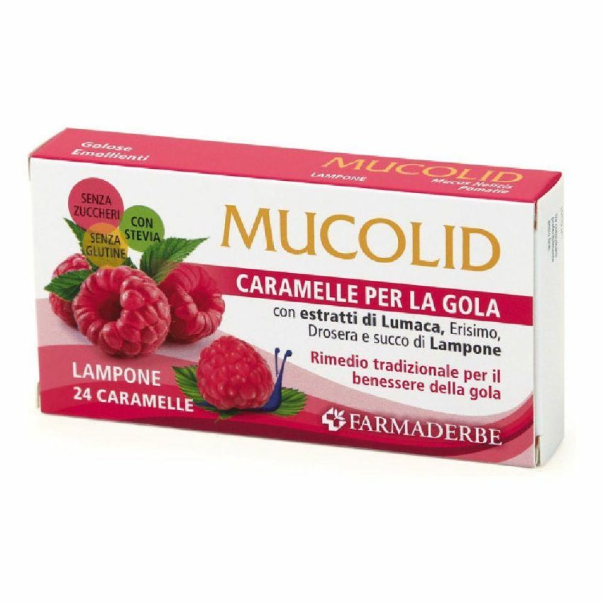 Mucolid Lumaca e Lampone - Caramelle per la Gola, Confezione da 24