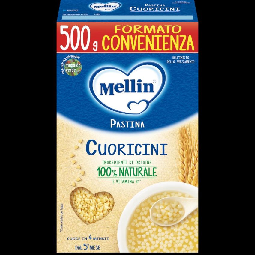 Mellin Cuoricini: Pasta per Bambini da 5 Mesi in su, 500g