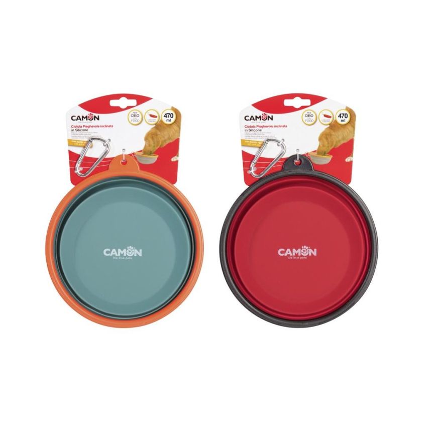 Camon Ciotola Pieghevole Inclinata in Silicone per Cibo Cani/Gatti 1050ml