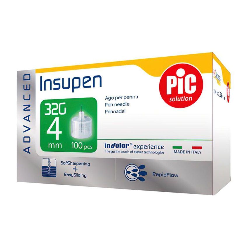 Ago Penna Insulina Insupen Advanced Pic G32 4mm - Confezione da 100 Pezzi