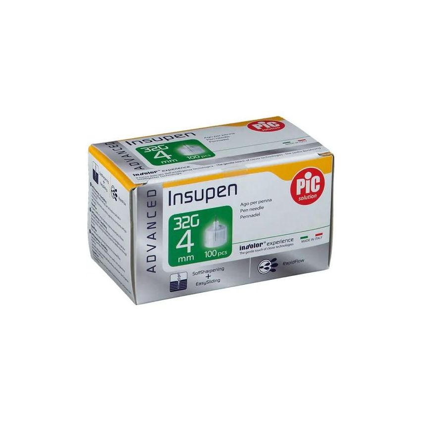 Ago Penna Insulina Insupen Advanced Pic G32 4mm - Confezione da 100 Pezzi