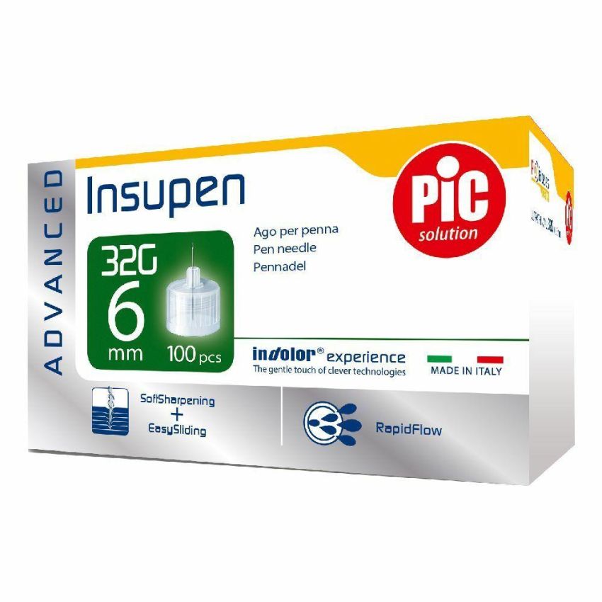 Insupen Advanced Penna per Insulina con Ago - Calibro 32x6mm - Pacco da 100 Pezzi
