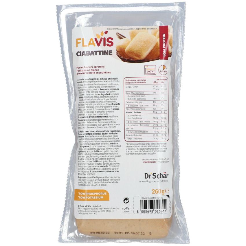Mevalia Flavis Ciabattine a Basso Contenuto Proteico 260g