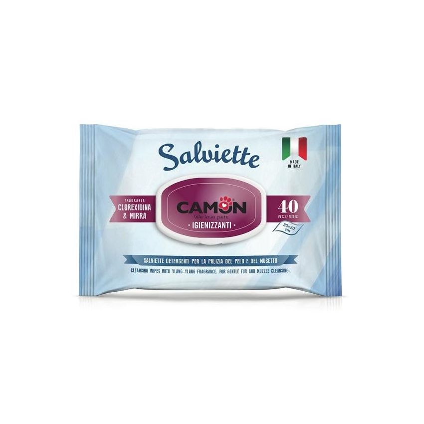 Camon Salviette Mirra e Clorexidina Per Cani/Gatti 40 Pezzi
