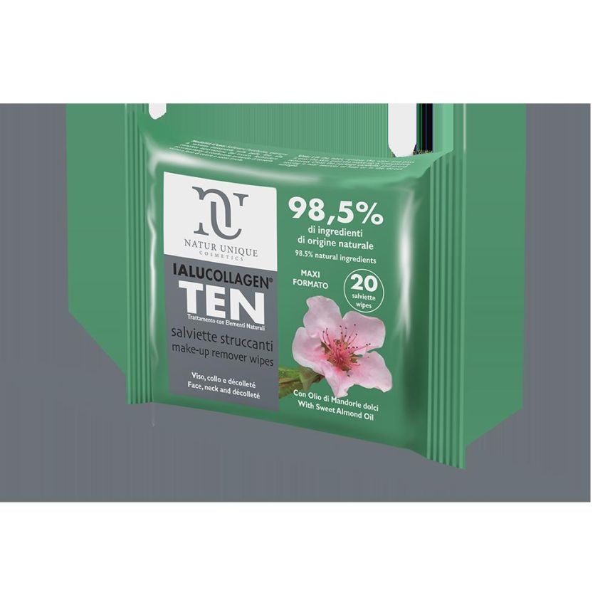Natur Unique - Salviette Struccanti Viso Ialucollagen, 20 Pezzi