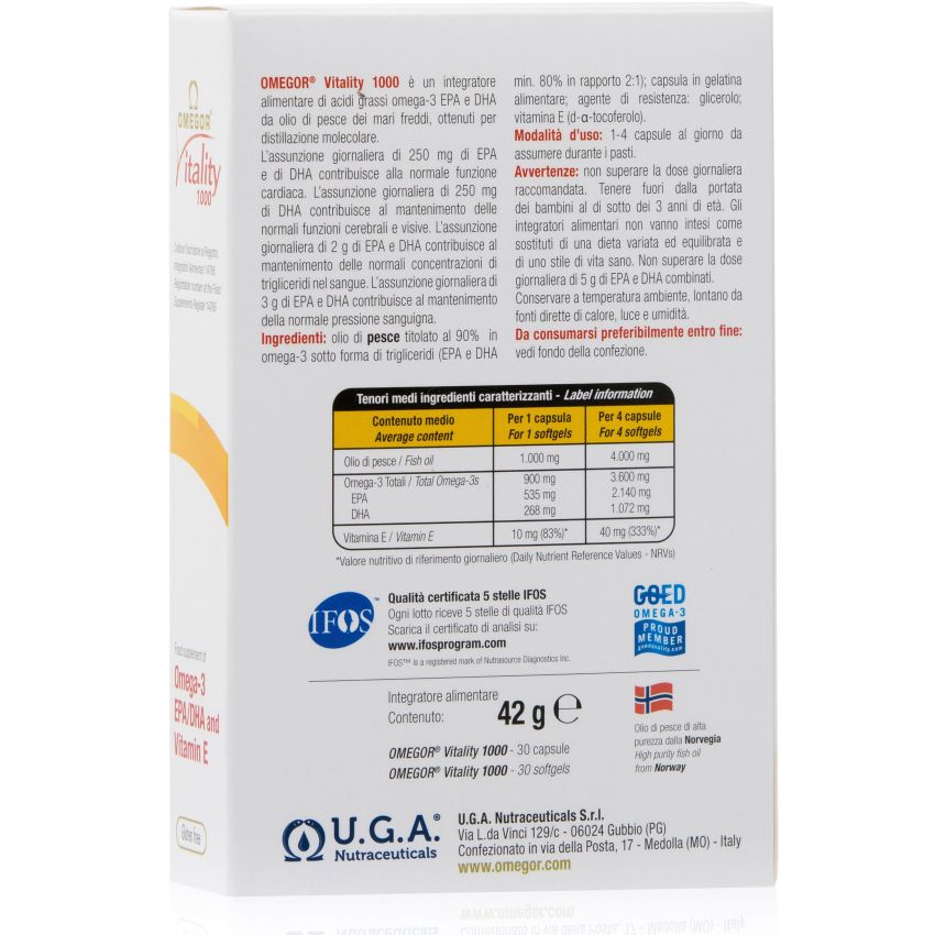 Omegor Vitality 1000 - 30 Capsule Molli per il Benessere