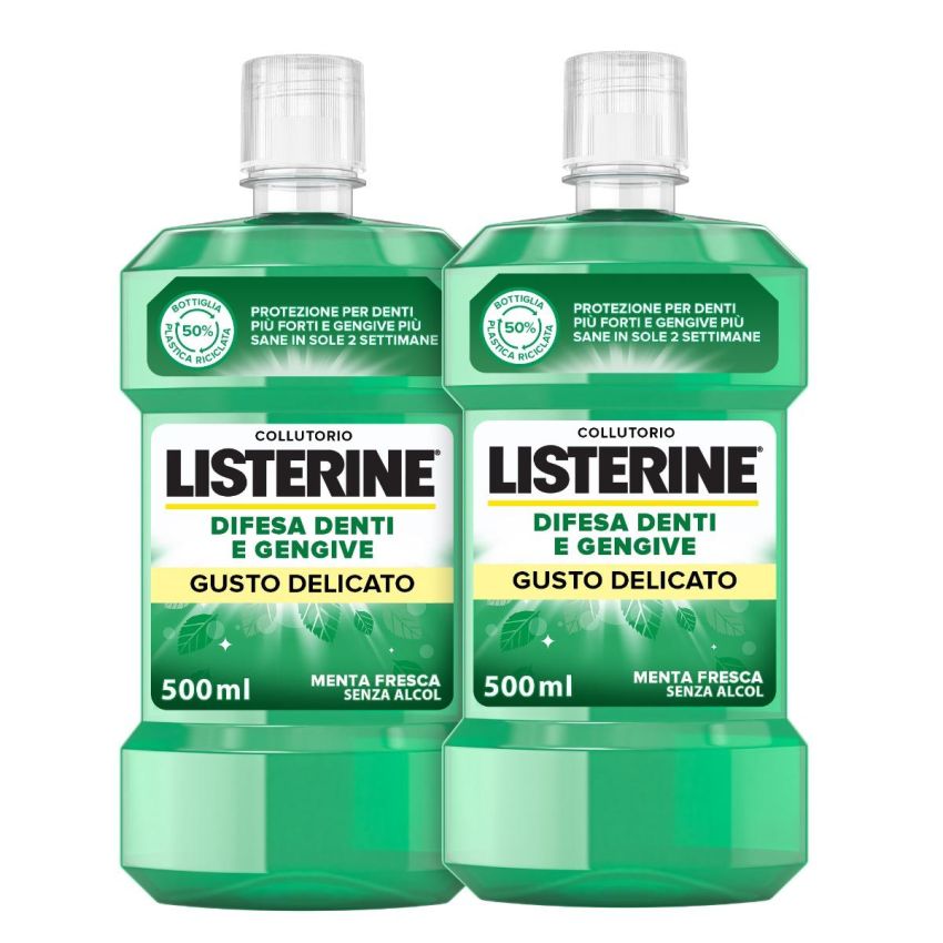 Listerine Dente e Gengiva Defense Collutorio - Gusto Delicato 2x500ml