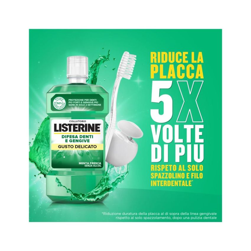 Listerine Dente e Gengiva Defense Collutorio - Gusto Delicato 2x500ml