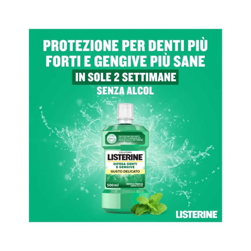 Listerine Dente e Gengiva Defense Collutorio - Gusto Delicato 2x500ml