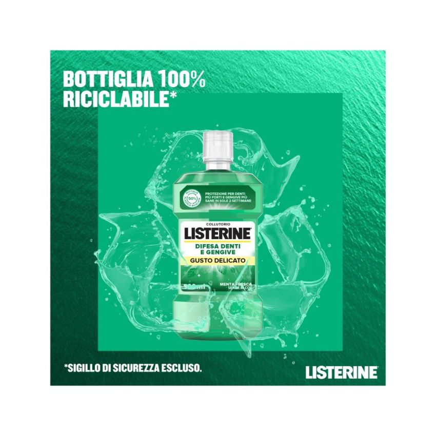 Listerine Dente e Gengiva Defense Collutorio - Gusto Delicato 2x500ml