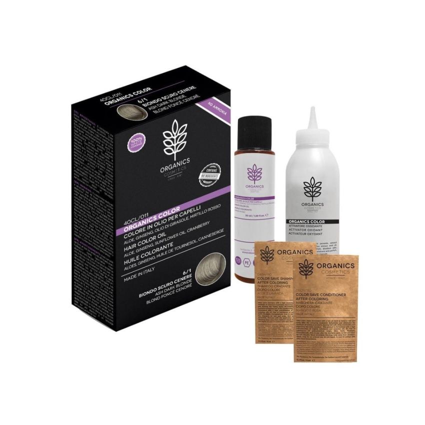 Kit Tinta Organica per Capelli Biondo Scuro Cenere 6/1