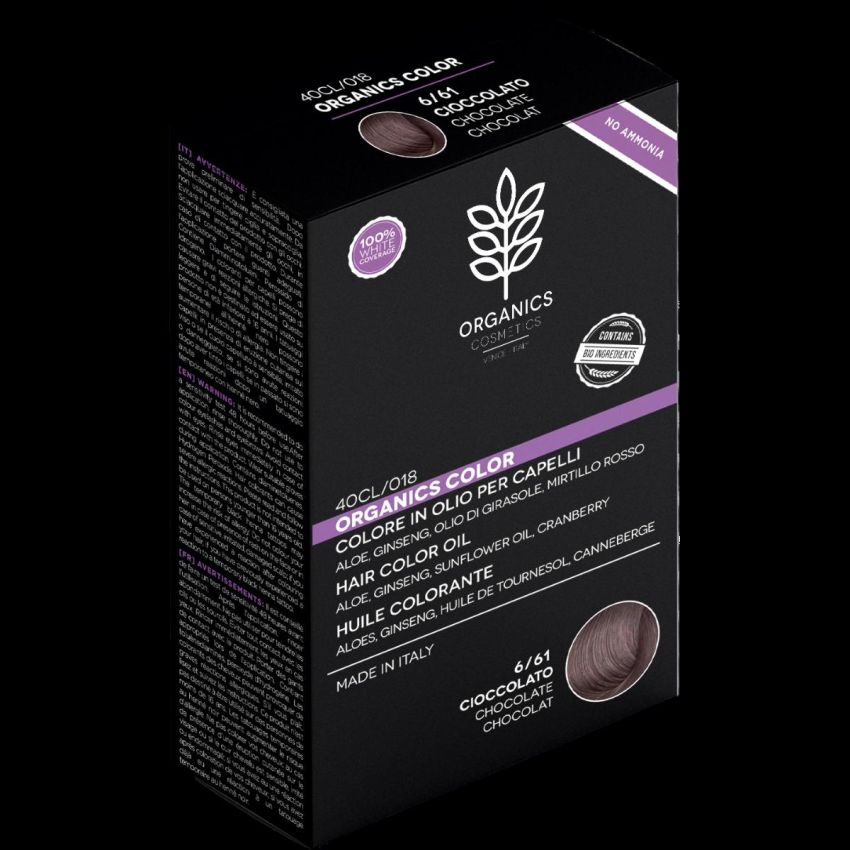 Organics Cosmetics Olio Colorante per Capelli 6/61 Tonalit√† Cioccolato
