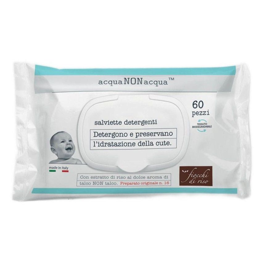 Fiocchi Di Riso - Salviette Detergenti Acqua Non Acqua - Pacco da 60 Pezzi