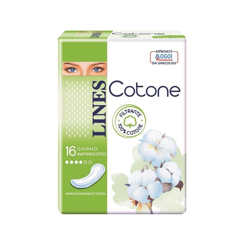 Lines Cotone Anatomici 16 Pezzi - Assorbenti Ultra Confortevoli