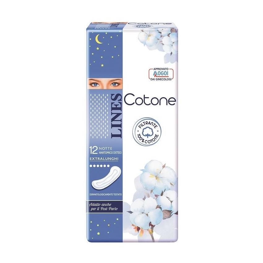 Lines Cotone - Assorbenti Ultra Notte da 12 Pezzi