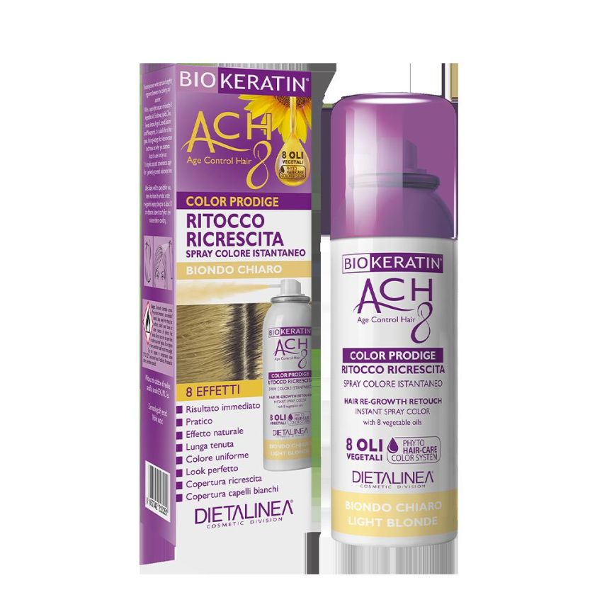 Spray per Ritocco Ricrescita Biokeratin Ach8 in Biondo Chiaro, 75ml
