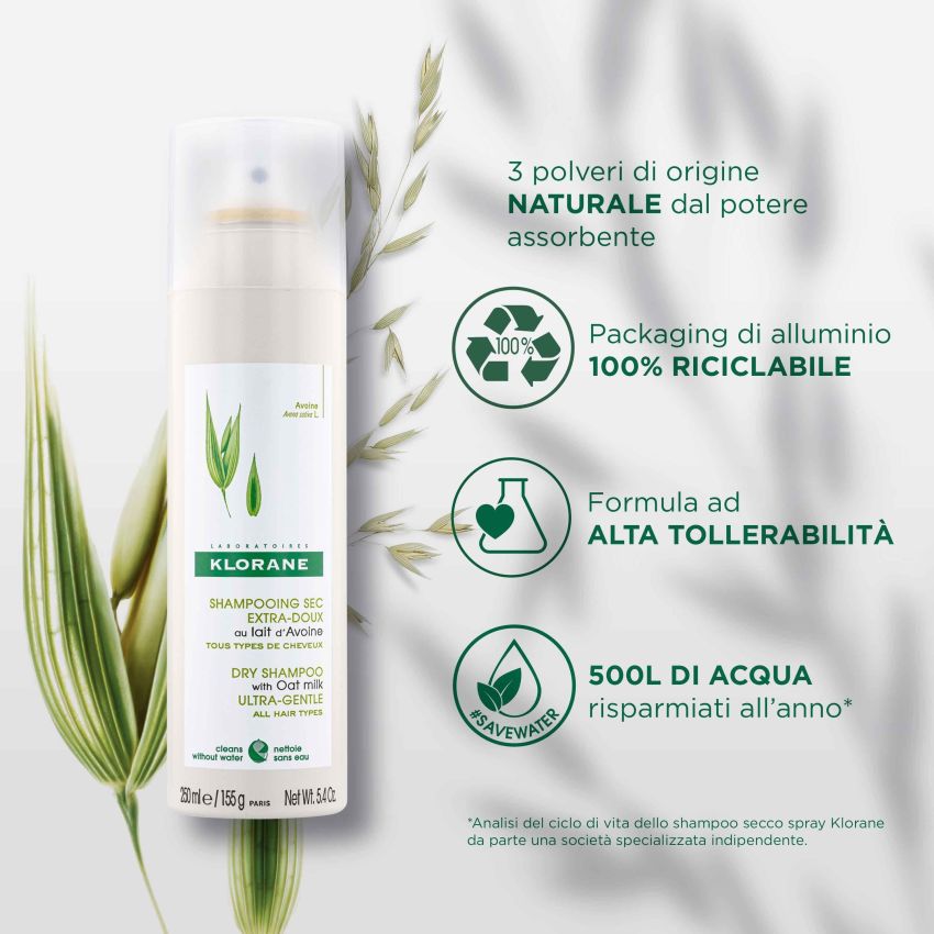 Shampoo Secco Klorane con Estratto di Avena - 150ml