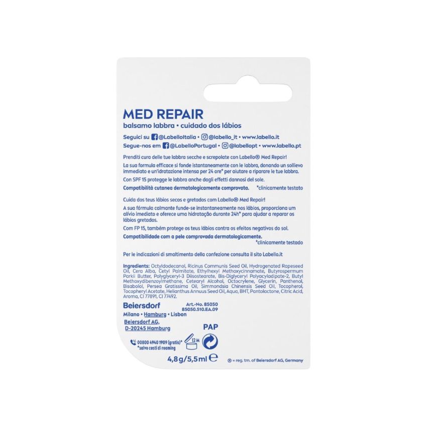 Labello Med Repair Idratante con SPF 15 - Singolo Pezzo