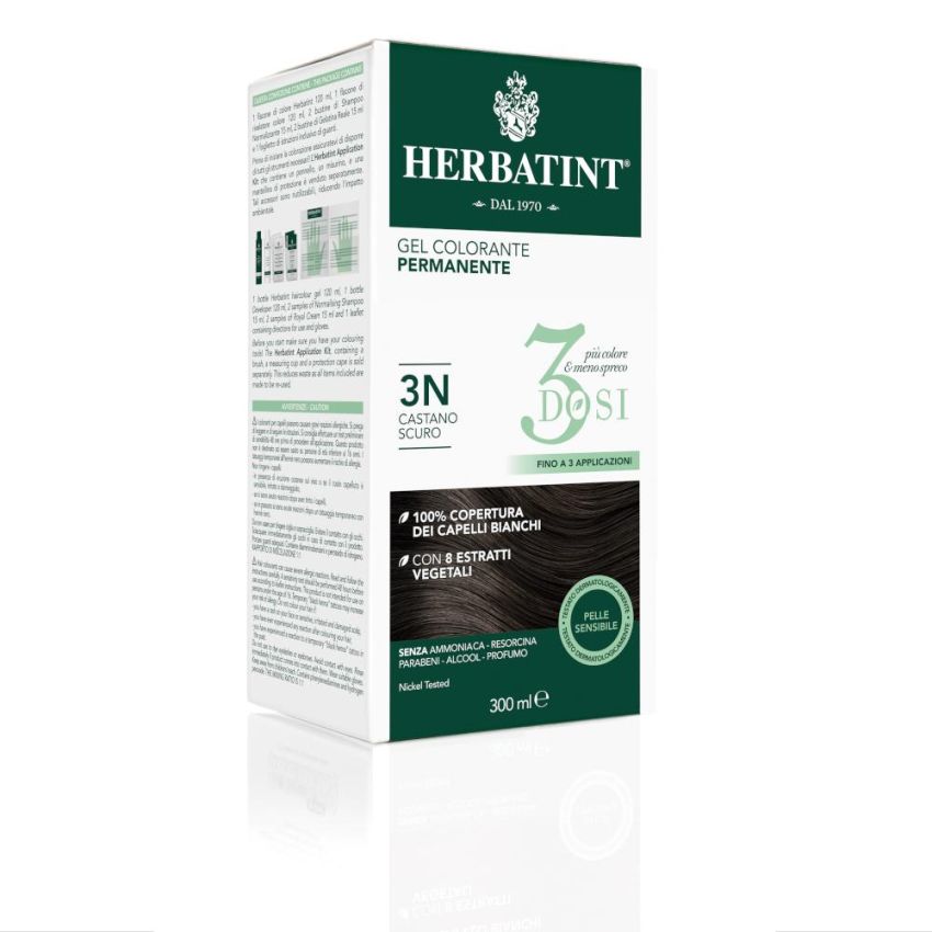 Tintura Permanente per Capelli Herbatint 3N Castano Scuro in Gel