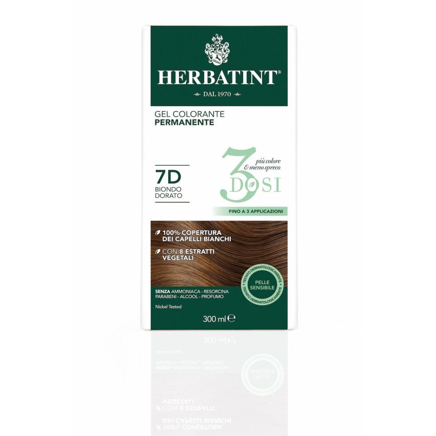 Tintura Permanente per Capelli Herbatint Gel 7D Biondo Dorato - 300ml