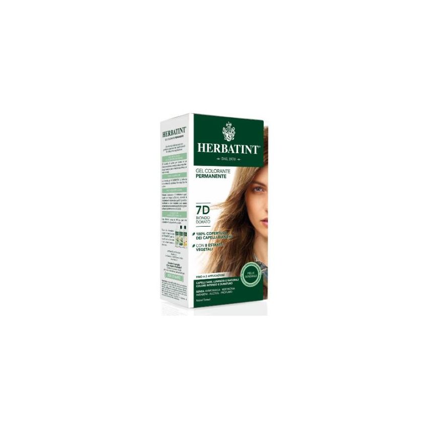 Tintura Permanente per Capelli Herbatint Gel 7D Biondo Dorato - 300ml