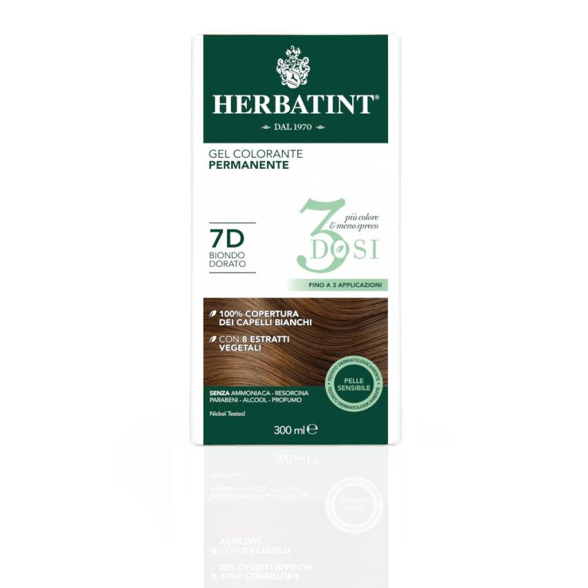 Tintura Permanente per Capelli Herbatint Gel 7D Biondo Dorato - 300ml
