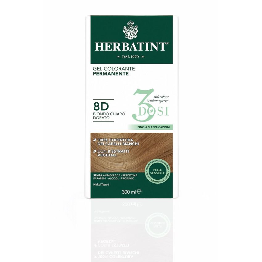 Herbatint Tintura Permanente in Gel 8D Biondo Chiaro Dorato 300ml