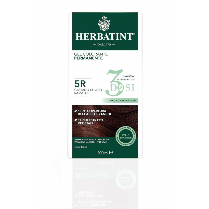 Tintura Permanente per Capelli Herbatint 5R in Gel, 300ml