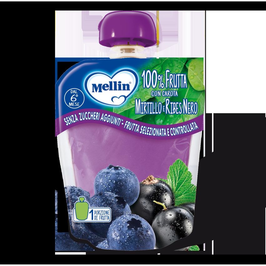 Mellin Pouch di Mirtillo e Ribes Nero per Bambini, 90g