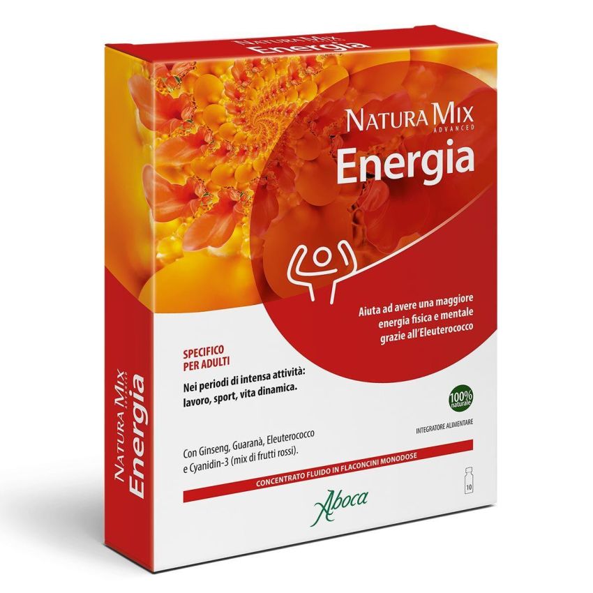 Aboca Natura Mix Advanced Energy Boost, Pacco da 10 Flaconi