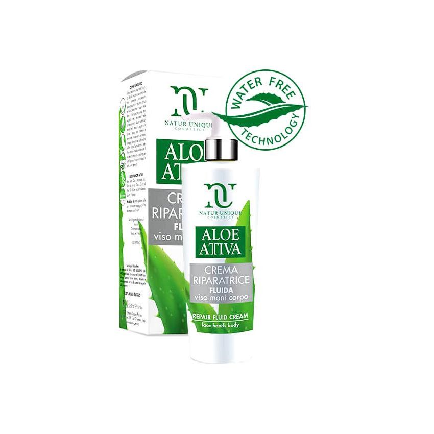 Natur Unique Crema Riparatrice Fluida per Viso, Mani, Corpo con Aloe Attiva - 190ml
