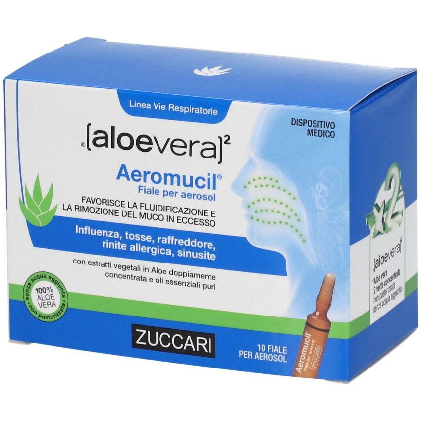 Zuccari Aloevera2 - Aeromucil in Fiale da 5ml - Confezione da 10 Pezzi