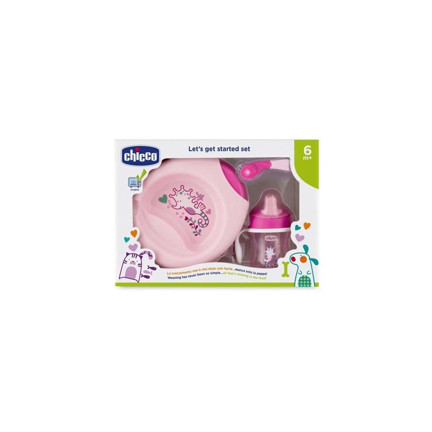 Set Chicco Rosa per Pappa con Cucchiaio Incluso, 6 mesi+