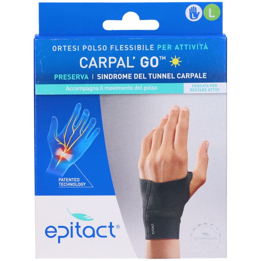 Epitact Carpal'Go Supporto Sinistro per Tunnel Carpale, Taglia L