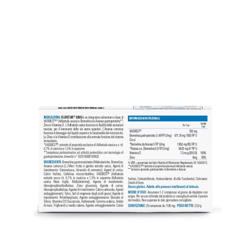 Fluistar Sinu: Trattamento per Sinusite - 20 Compresse