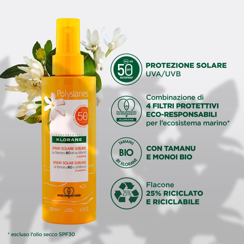 Spray Solare Corpo Sublime Klorane SPF50 200ml