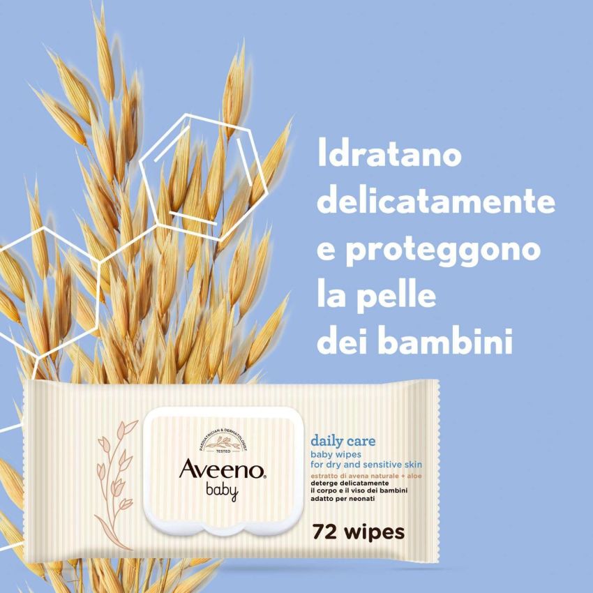 Aveeno Baby Daily Care - Pacco da 72 Salviettine Umidificate