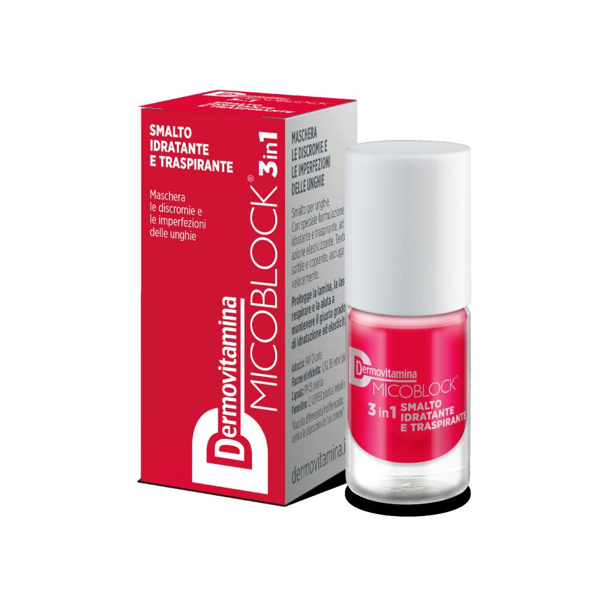 Dermovitamina Micoblock 3-in-1 Trattamento Smalto Rosso per Unghie, 5ml
