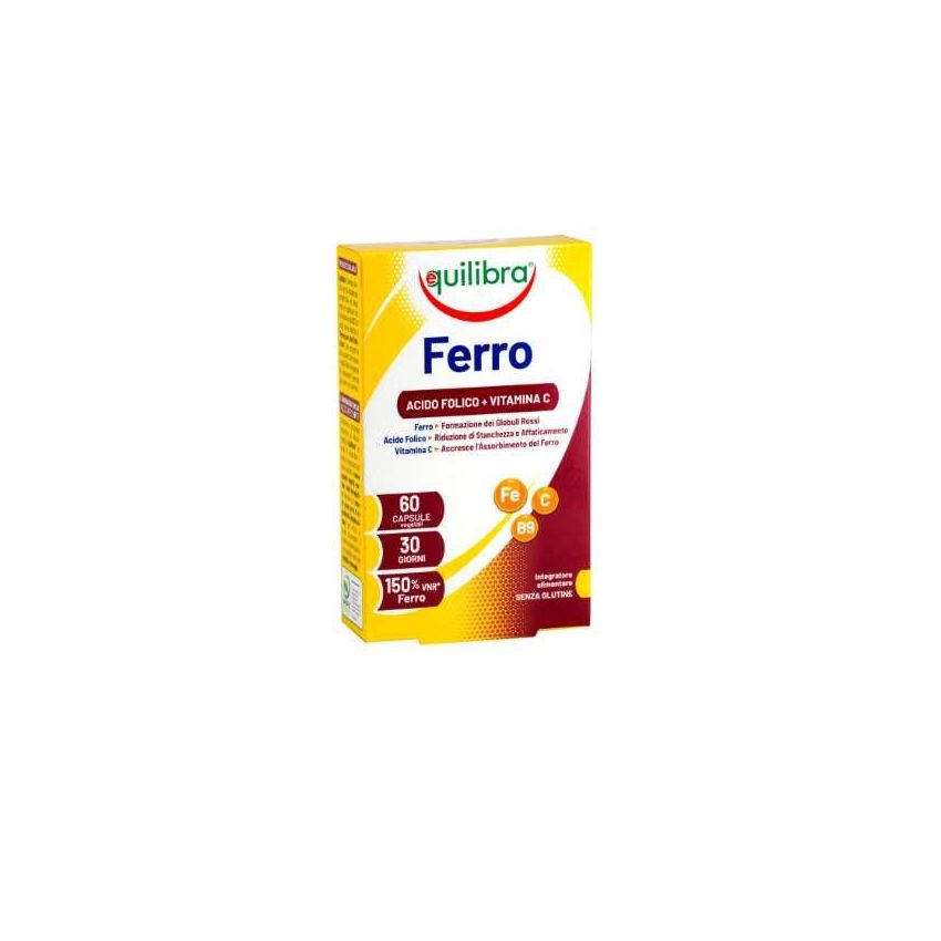 Equilibra Ferro Plus - Integratore di Ferro con Acido Folico e Vitamina C, 60 Capsule