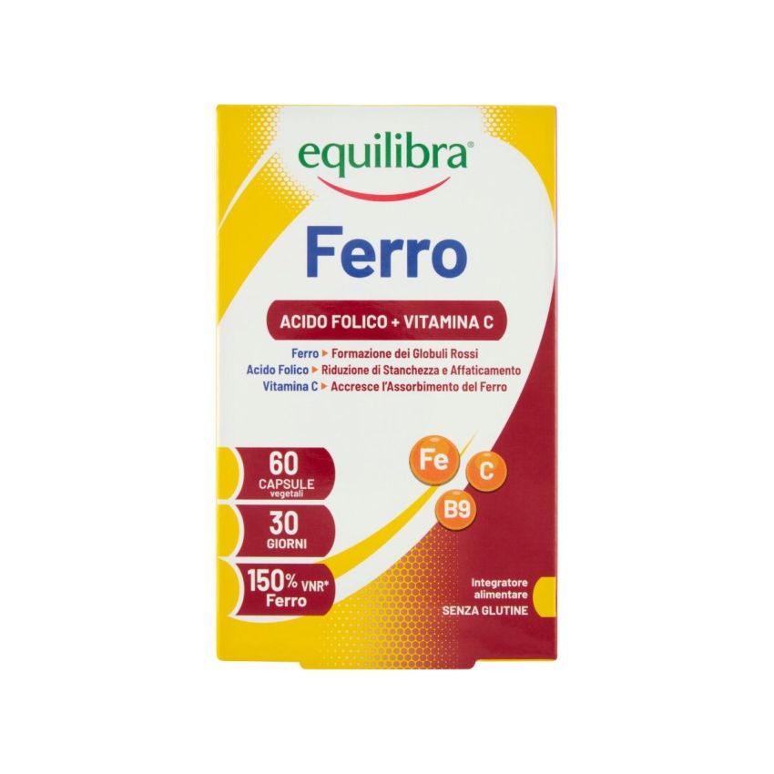 Equilibra Ferro Plus - Integratore di Ferro con Acido Folico e Vitamina C, 60 Capsule
