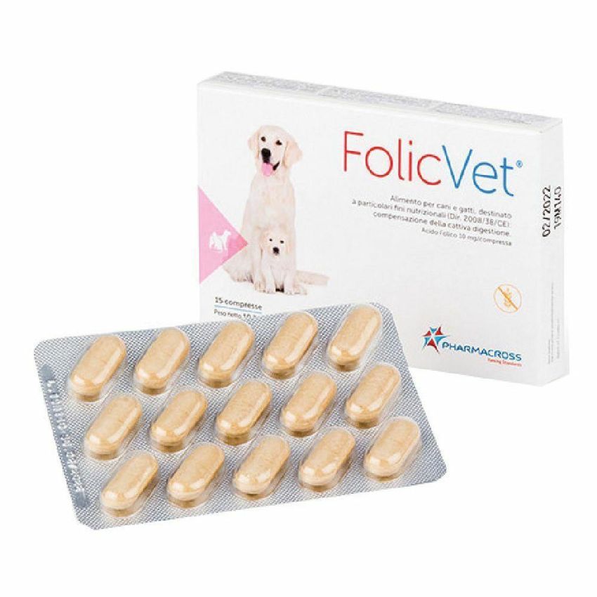 Folivet - Integratore Multivitaminico per Cani e Gatti - 15 Compresse