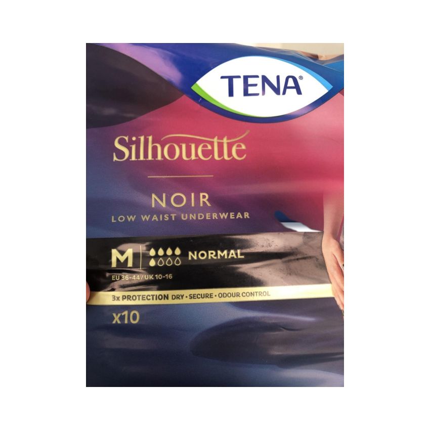 Tena Silhouette Noir Mutandina - Vita Bassa, Taglia Media, 10 Pezzi