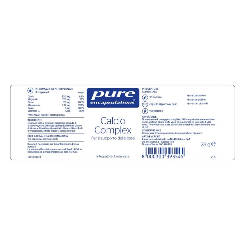 Pure Encapsulations Complexo di Calcio - 30 Capsule Vegane