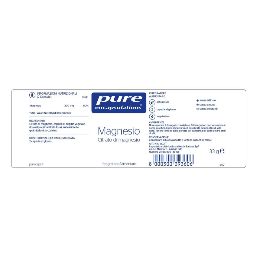 Pure Encapsulations - Magnesio di Alta Qualità in 30 Capsule