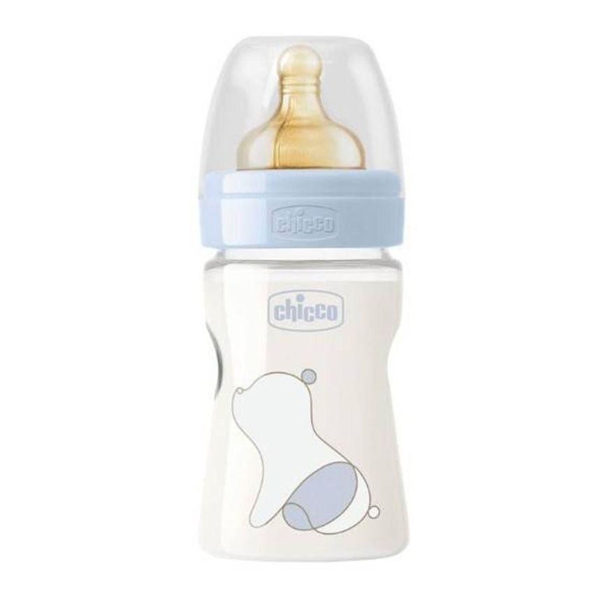Chicco Original Touch Biberon per Neonato, 1 Foro, Caucci√π, 150ml, Design per Maschietto, 0 Mesi+